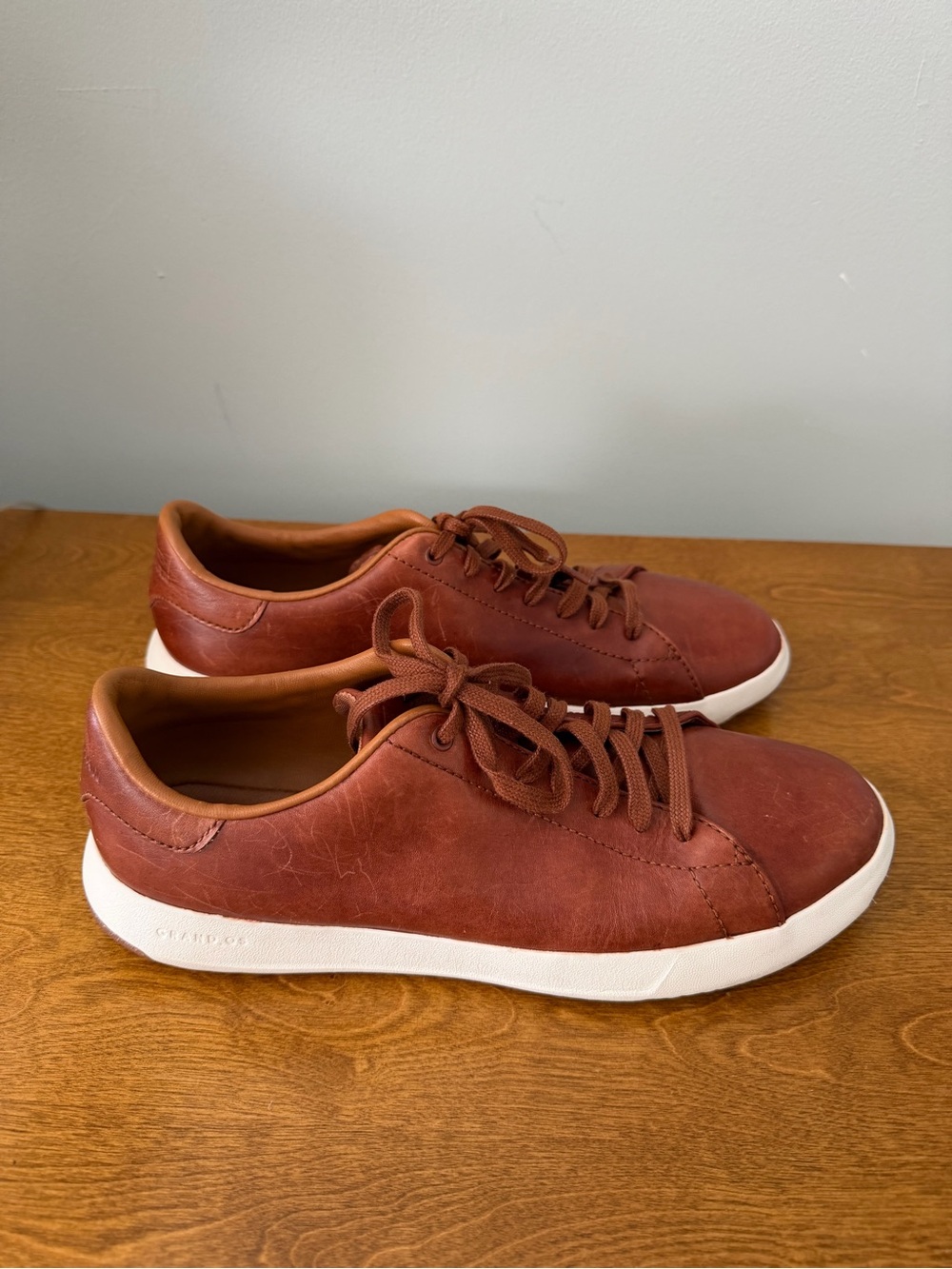 Cole Haan GrandPrø Leather Sneakers British Tan Cognac Men’s Size 8M